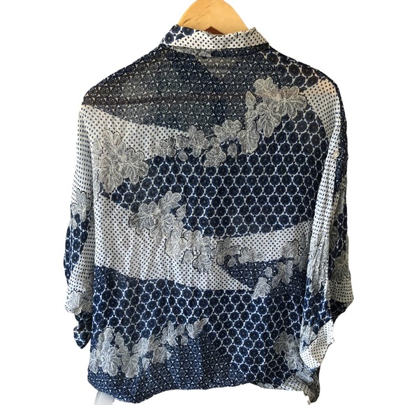 SPLASH Mixed Pattern Sheer button-down blouse - Picture 5 of 12